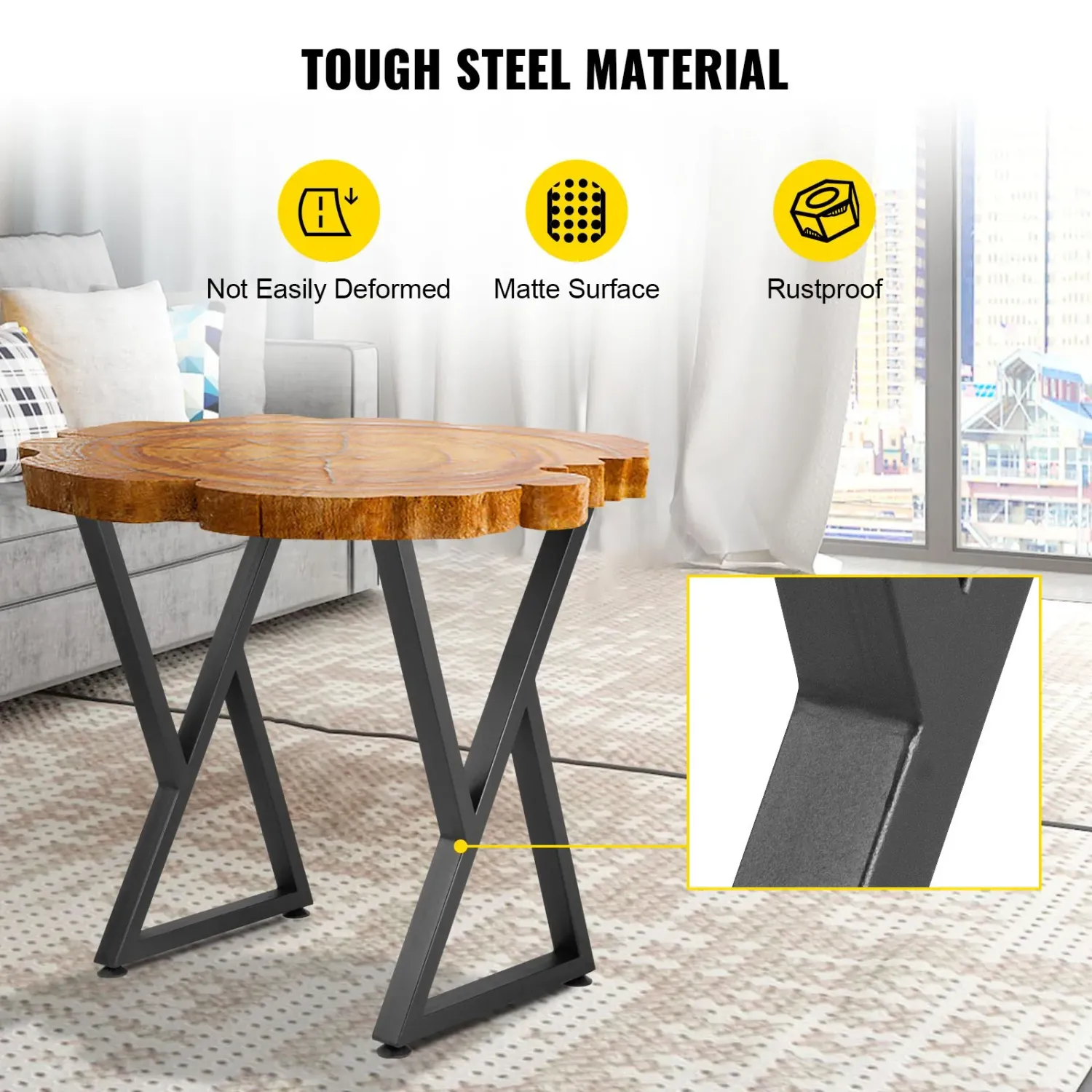 Z Shape Metal Table Legs Set of 2 Black Steel Desk Legs 28x18 Inch Heavy Duty Furniture Legs
