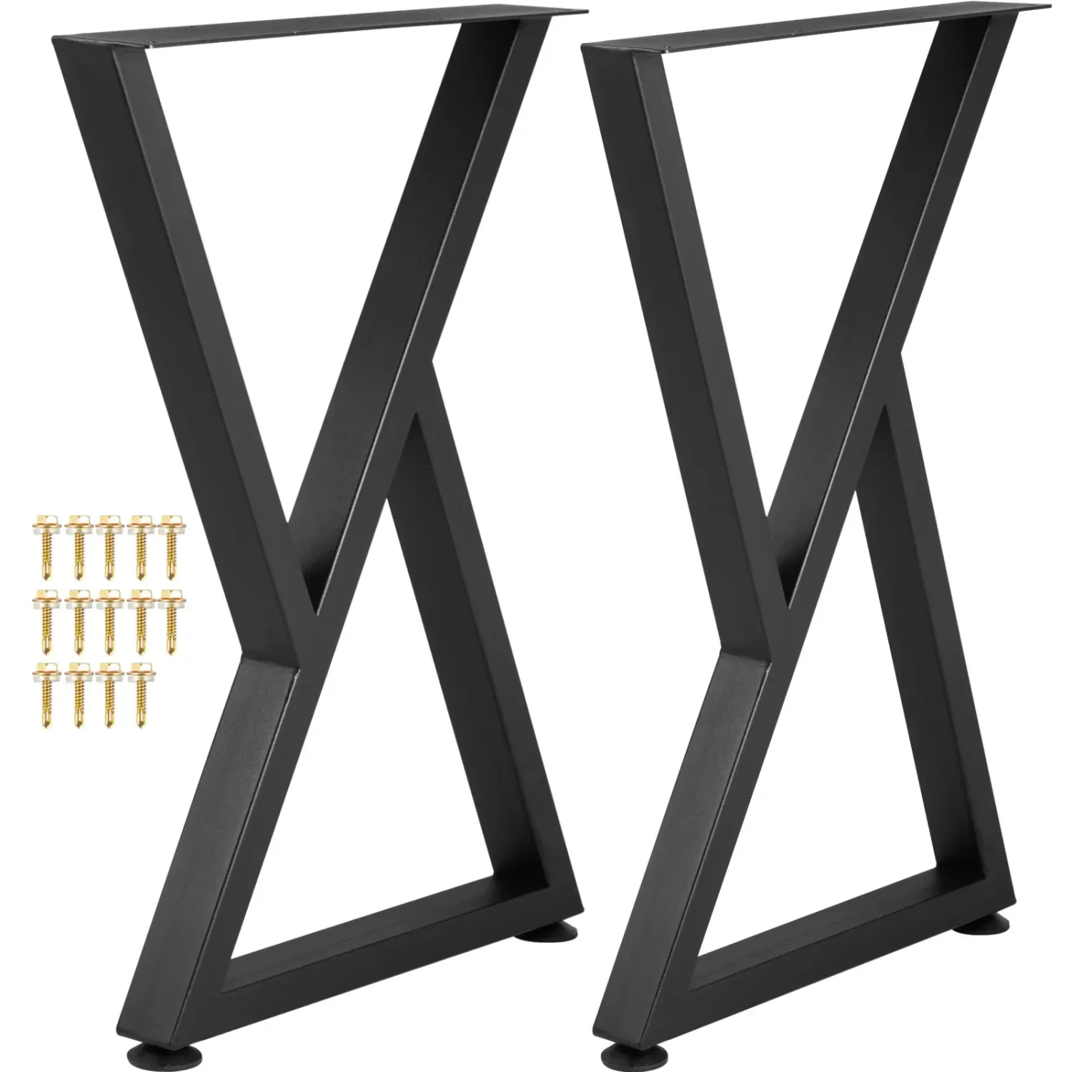 Z Shape Metal Table Legs Set of 2 Black Steel Desk Legs 28x18 Inch Heavy Duty Furniture Legs
