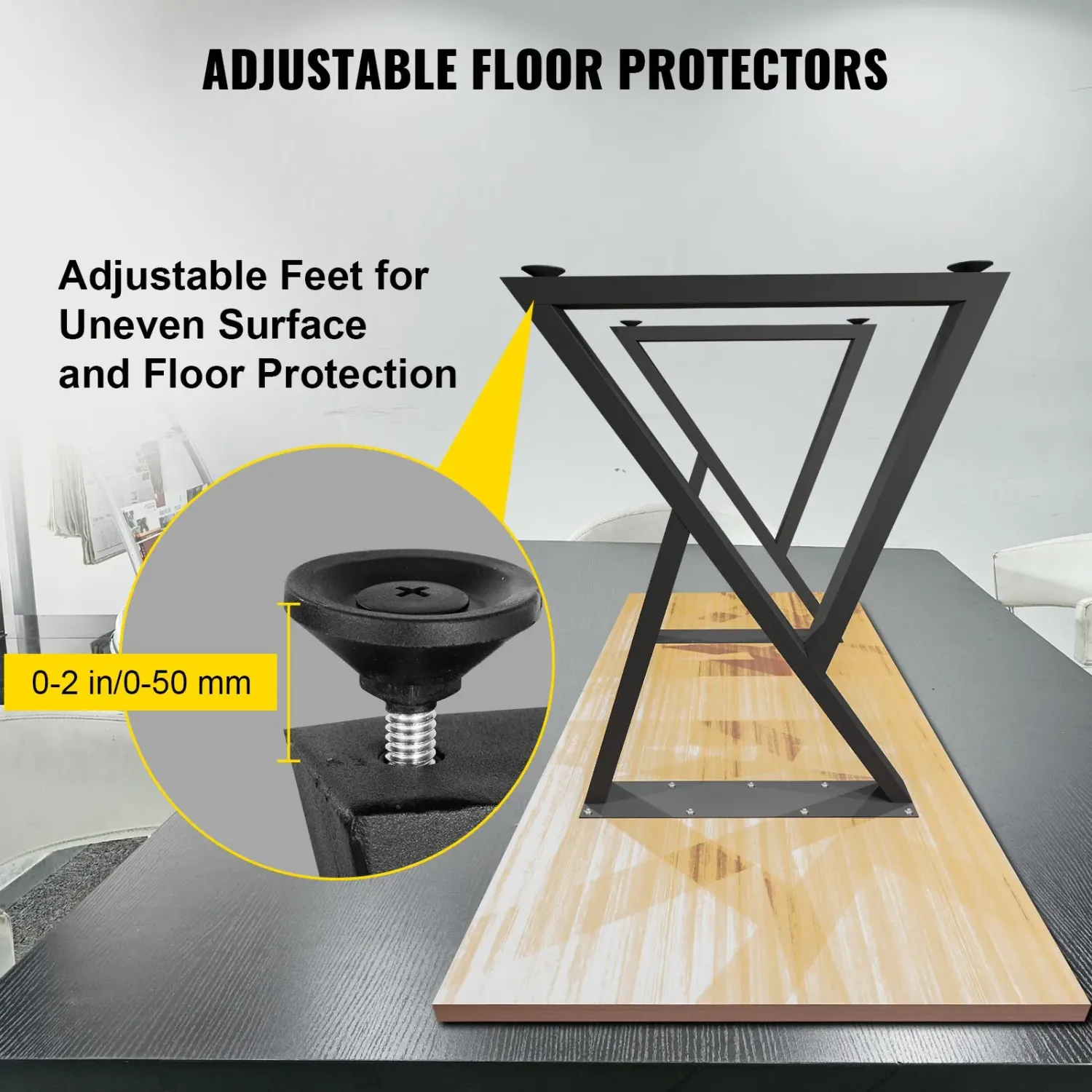 Z Shape Metal Table Legs Set of 2 Black Steel Desk Legs 28x18 Inch Heavy Duty Furniture Legs