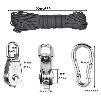 Stainless Steel Pulling &amp; Lifting Swivel Crane Pulley Set Wheel Block