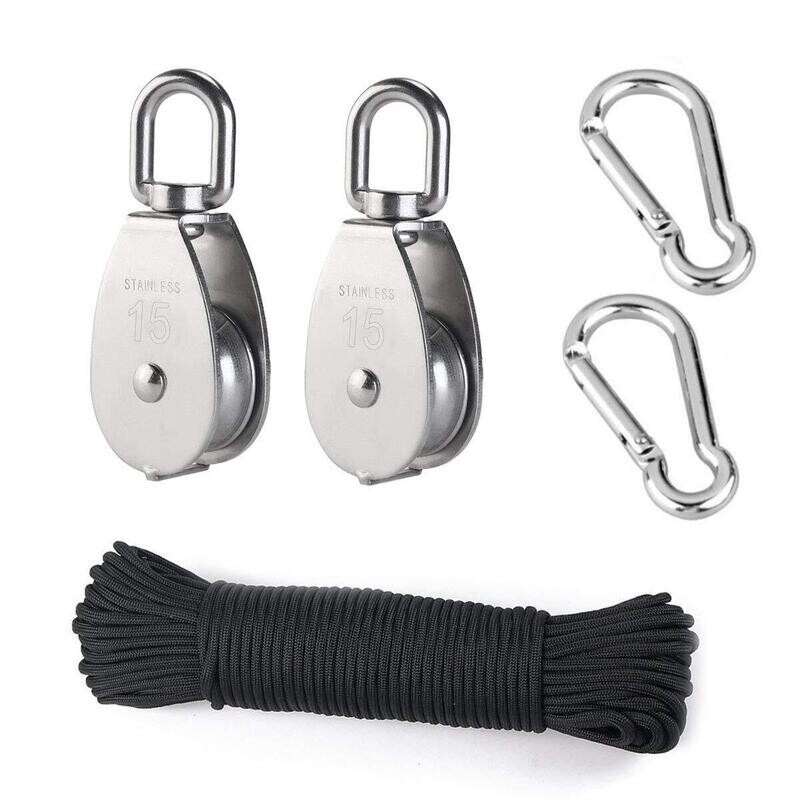 Stainless Steel Pulling &amp; Lifting Swivel Crane Pulley Set Wheel Block