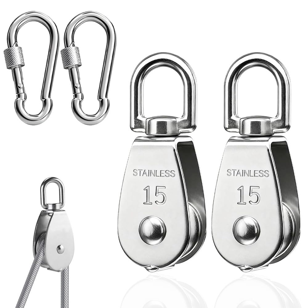Stainless Steel Pulling &amp; Lifting Swivel Crane Pulley Set Wheel Block
