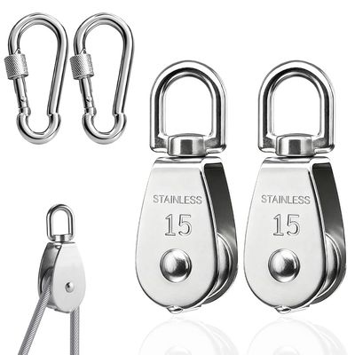 Stainless Steel Pulling &amp; Lifting Swivel Crane Pulley Set Wheel Block