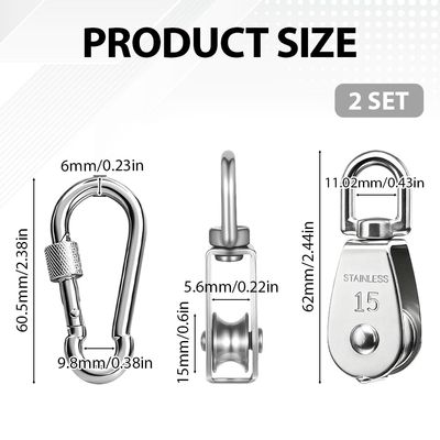 Stainless Steel Pulling &amp; Lifting Swivel Crane Pulley Set Wheel Block