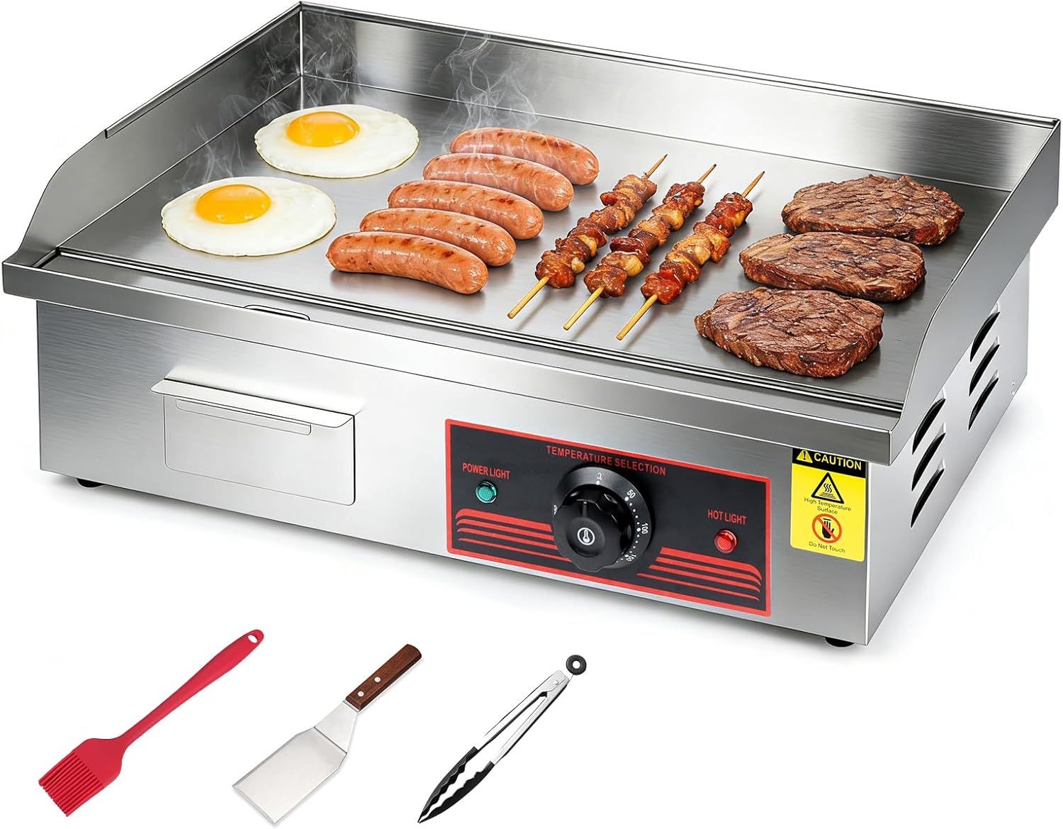 Commercial Electric Griddle 3000W 55cm Stainless Steel Flat Top Grill with Temperature Control