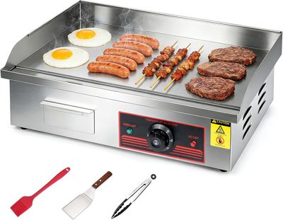 Commercial Electric Griddle 3000W 55cm Stainless Steel Flat Top Grill with Temperature Control