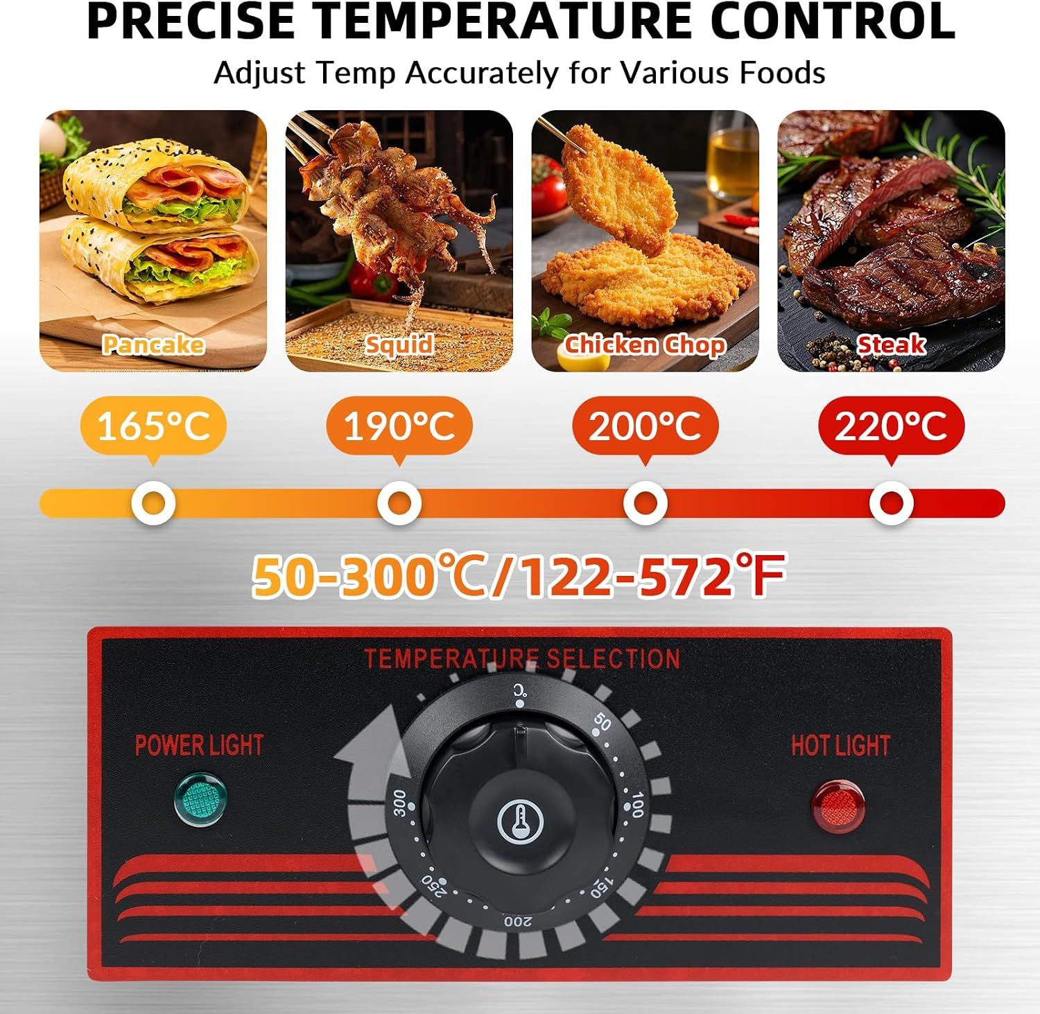 Commercial Electric Griddle 3000W 55cm Stainless Steel Flat Top Grill with Temperature Control