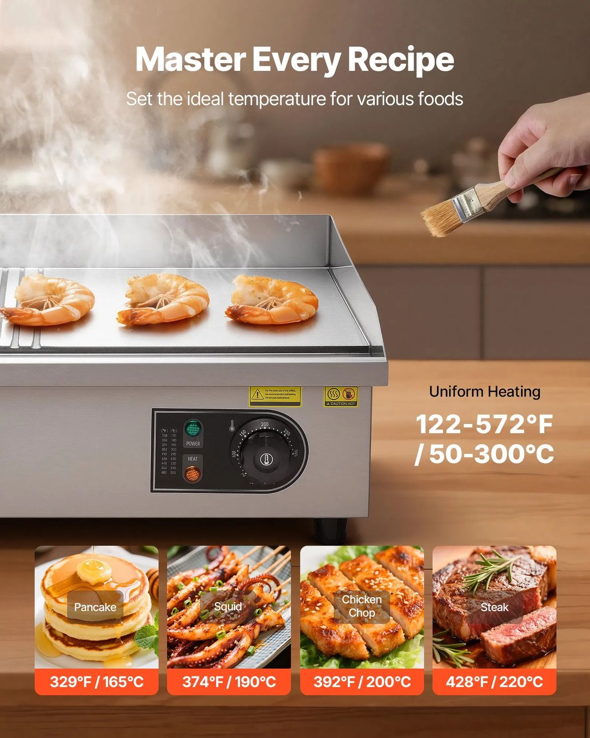 Commercial Electric Griddle 3200W Stainless Steel Grill