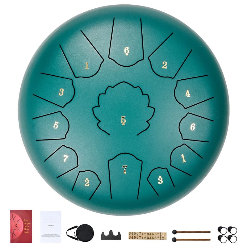 Steel Drum 12-Inch 13-Tone Steel Tongue Drum – C Major | Green