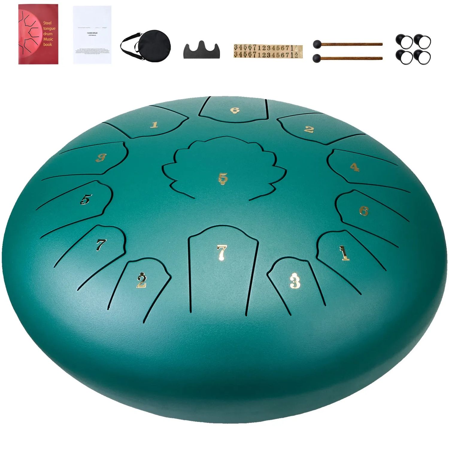 Steel Drum 12-Inch 13-Tone Steel Tongue Drum – C Major | Green