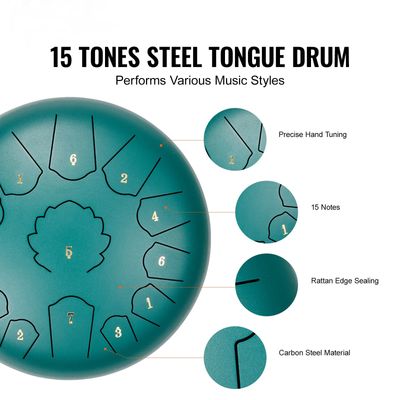 Steel Drum 12-Inch 13-Tone Steel Tongue Drum – C Major | Green