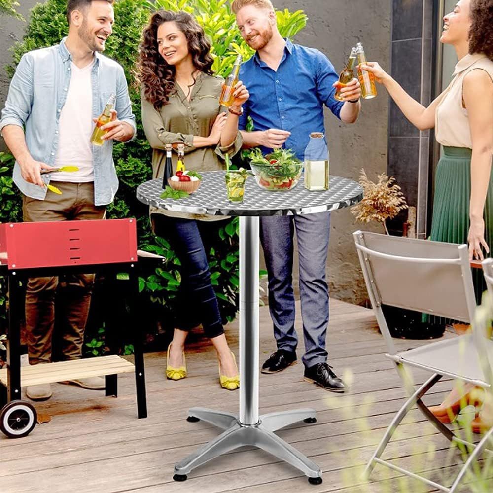 Round, height-adjustable, Bistro Bar Table – 60cm Tabletop with Gas-Lift Height Adjustment