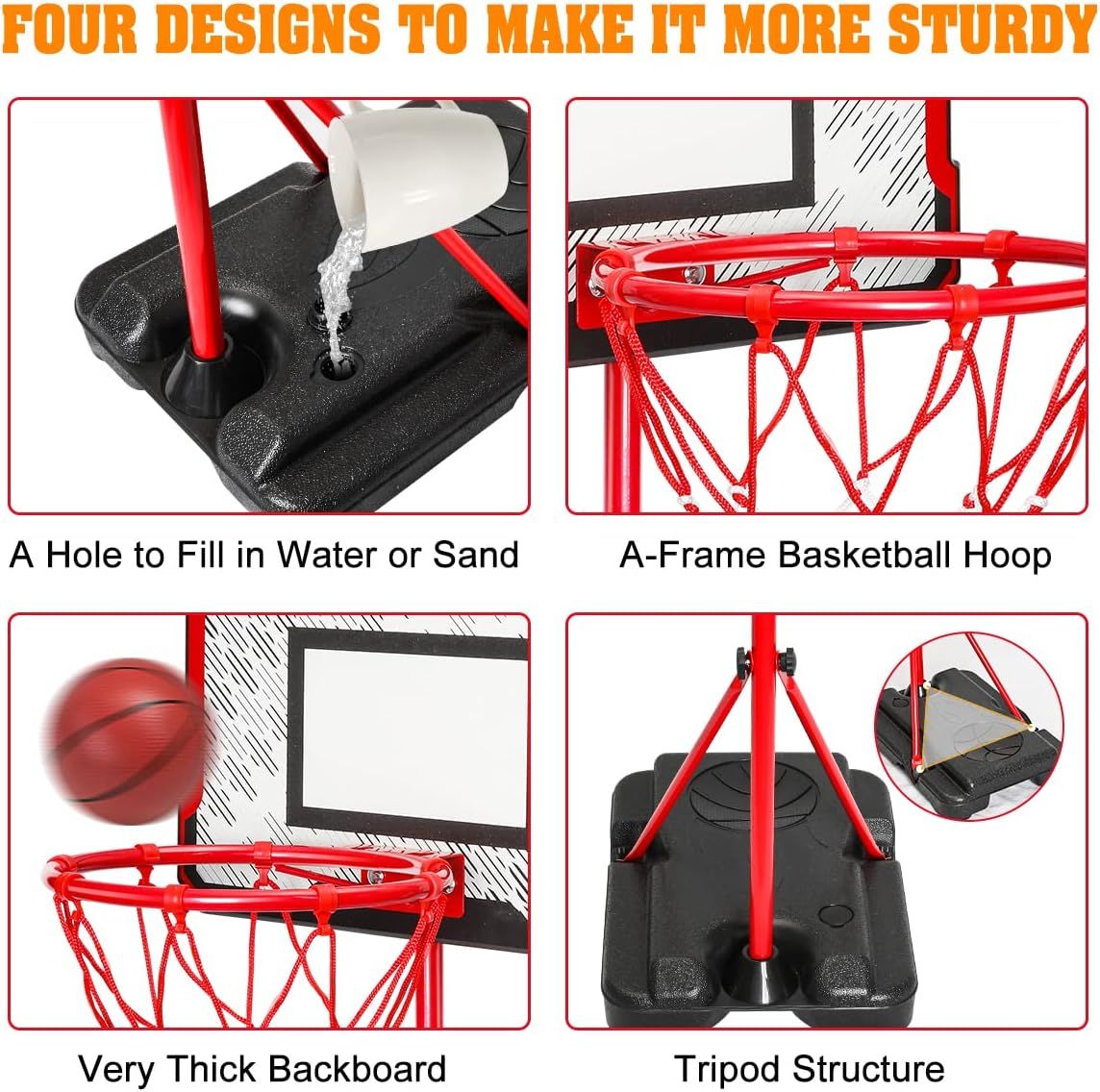 Kids Basketball Hoop 104–190cm, Height Adjustable Stand, 2-in-1 Basketball &amp; Dart Board Set with 3 Mini Balls