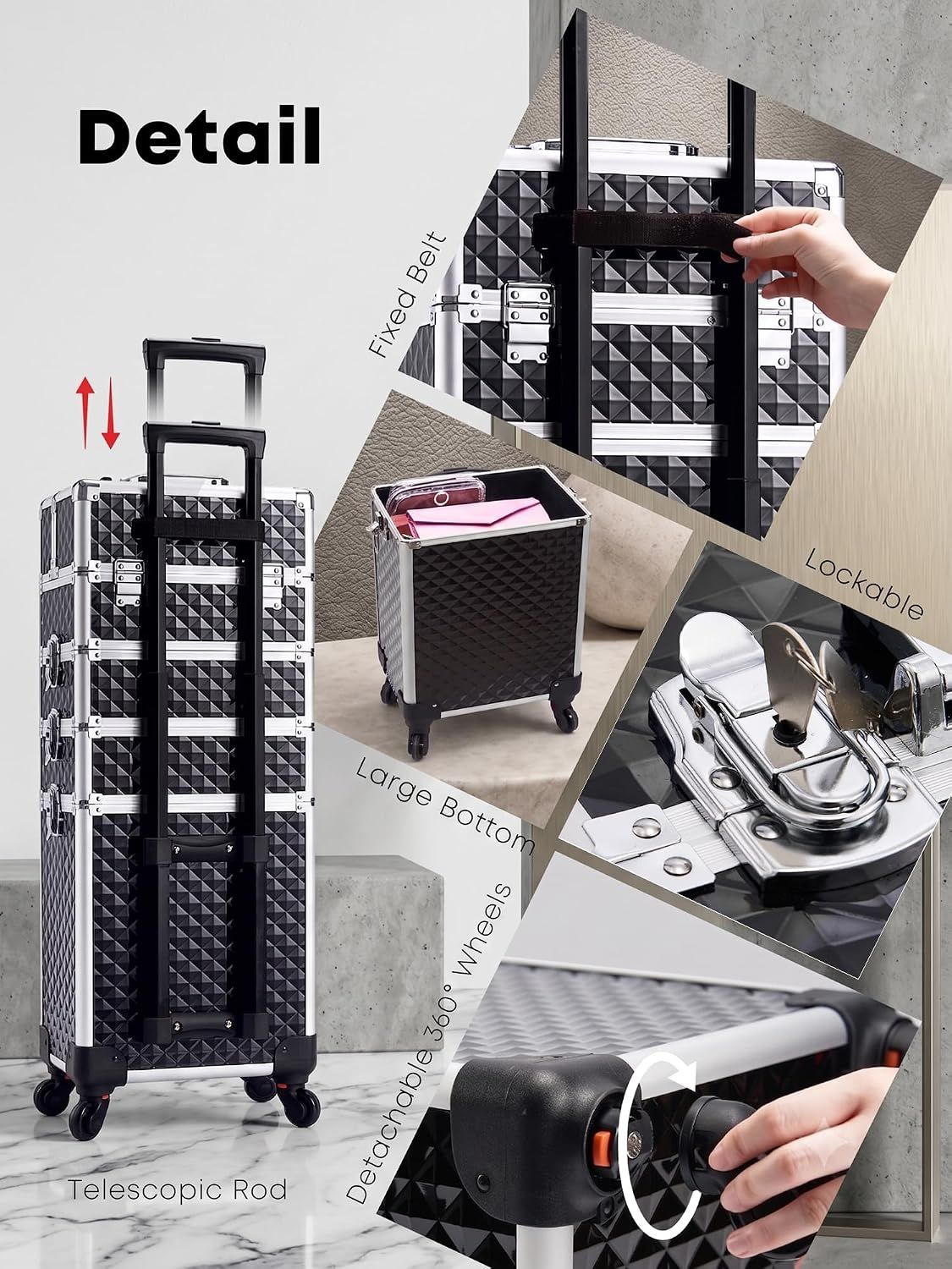 Professional 4-in-1 Rolling Makeup Train Case – Cosmetic Trolley