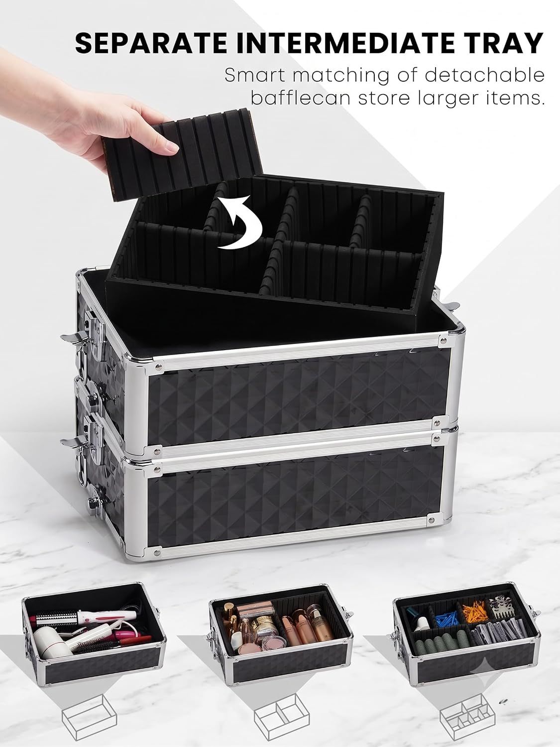 Professional 4-in-1 Rolling Makeup Train Case – Cosmetic Trolley
