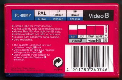 Sony P5-90 MP Video8 Camcorder Video 8mm Blank Tape 90 Mins