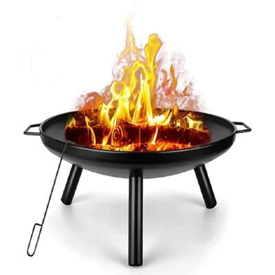 Charcoal Log Wood Outdoor Fire Pit, Garden Patio Heater for Backyard, BBQ, and Outdoor Heating