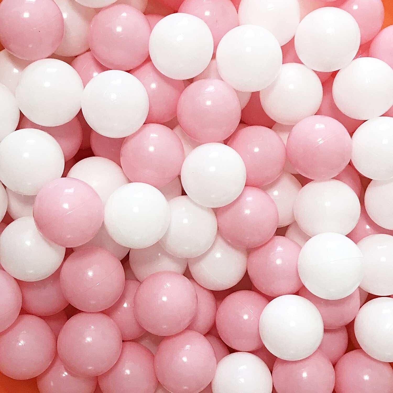 Ball Pit Balls 100PCS Multicoloured Soft Plastic Play Balls with Carry Bag, Color Name + Size Name:6cm (100pcs): Pink/white