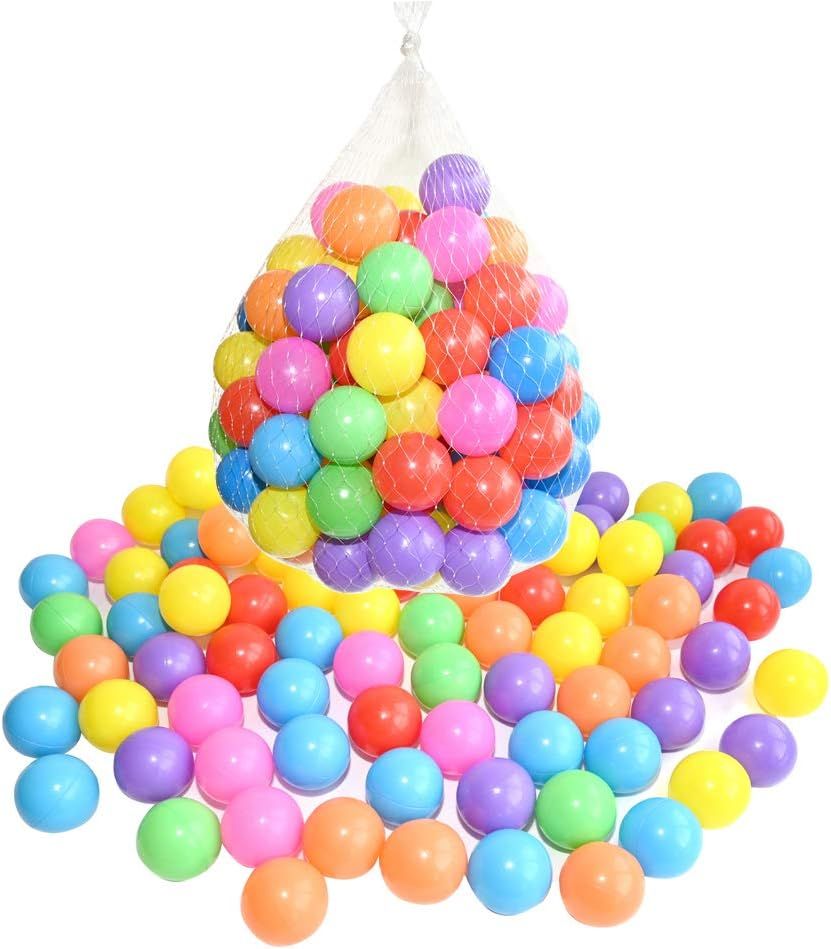 Ball Pit Balls 100PCS Multicoloured Soft Plastic Play Balls with Carry Bag