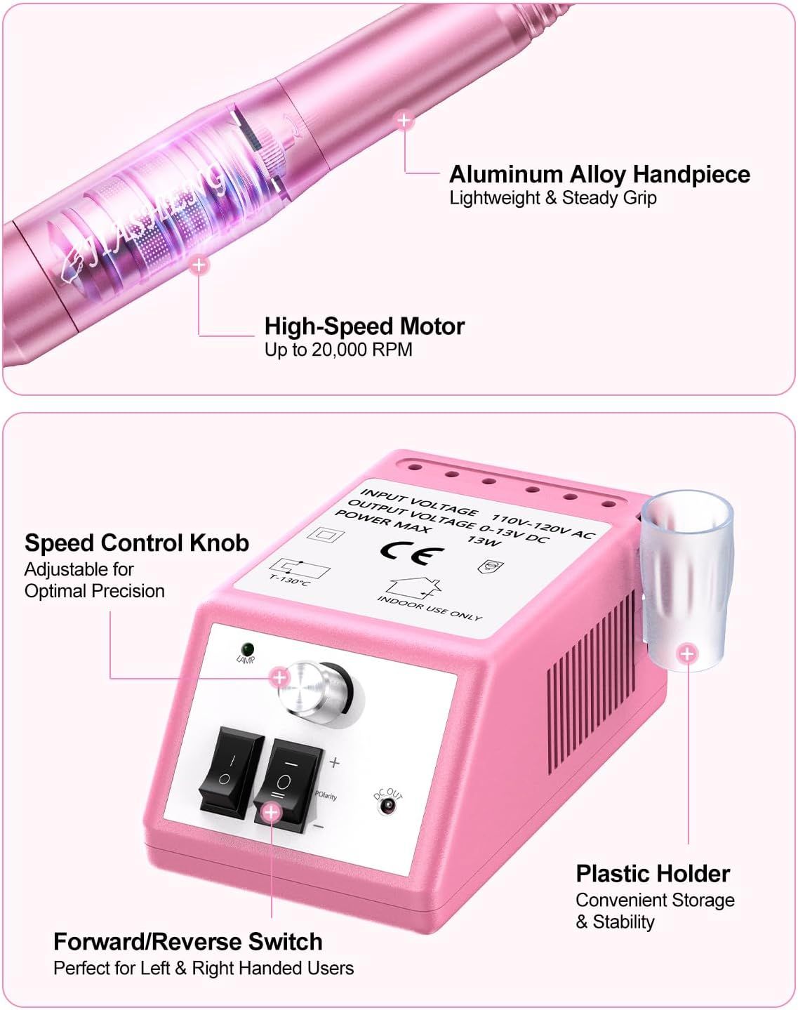 Professional Electric Nail Drill Machine – 20,000 RPM Manicure &amp; Pedicure Kit