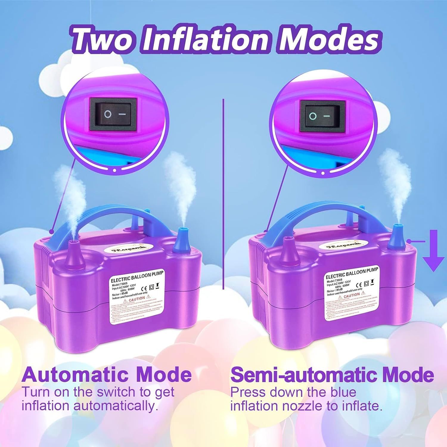 Electric Balloon Pump Inflator with 4 Nozzles