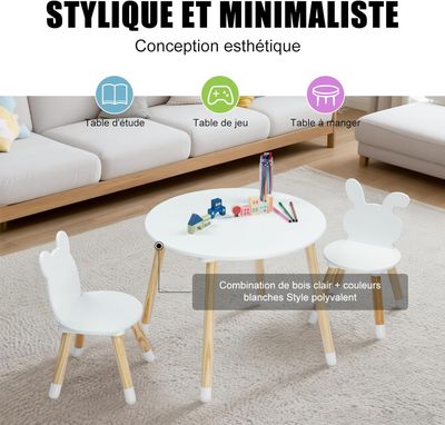 3-Piece Solid Pine Kids Furniture Set: Square Activity Table with 2 Matching Chairs - Durable Wooden Desk for Playroom, Schooling &amp; Dining - its Boys &amp; Girls Ages2 5