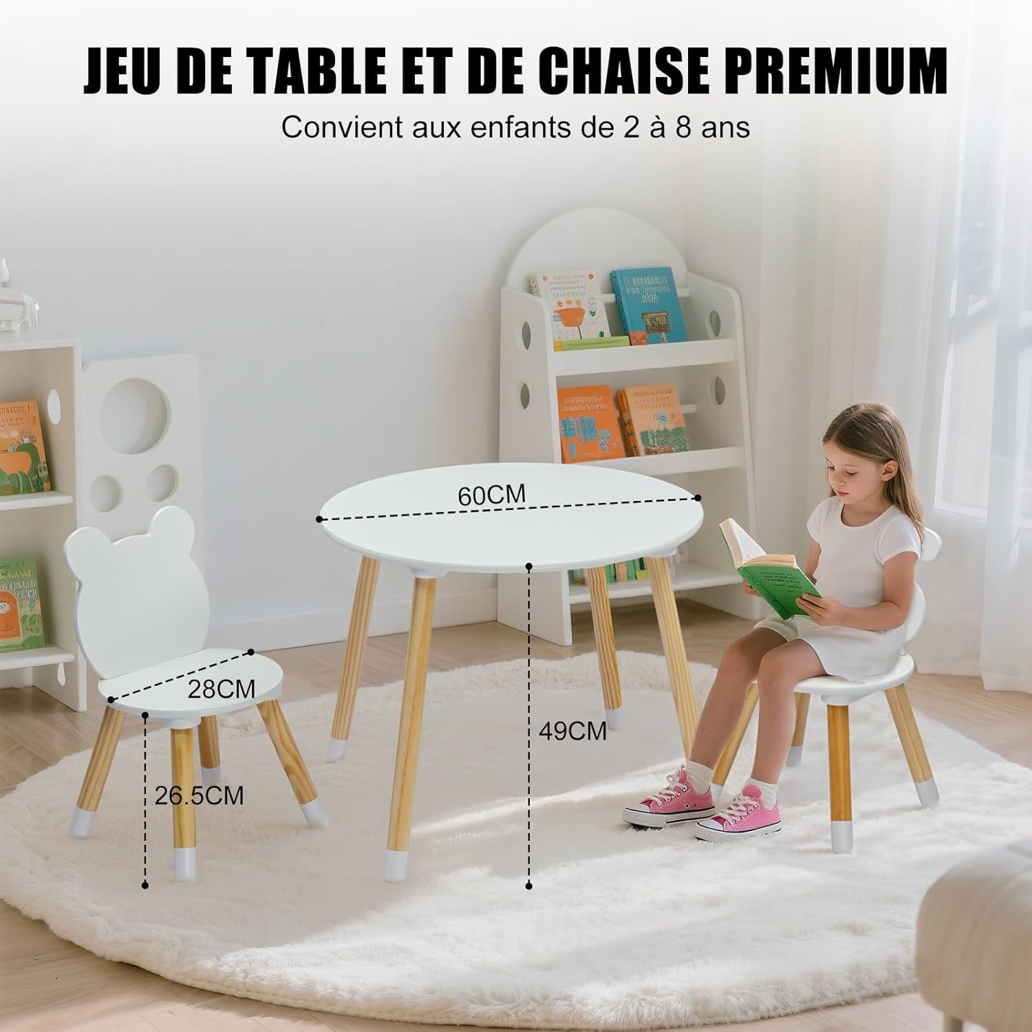 3-Piece Solid Pine Kids Furniture Set: Square Activity Table with 2 Matching Chairs - Durable Wooden Desk for Playroom, Schooling &amp; Dining - Holds 30kg - Fits Boys &amp; Girls Ages 3-6