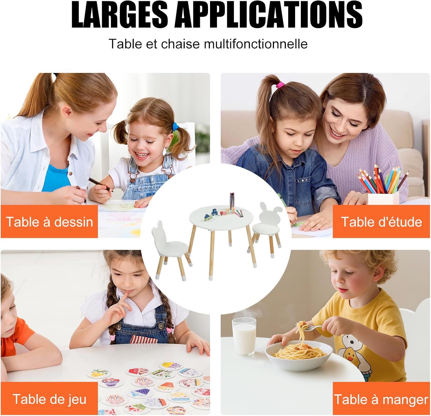 3-Piece Solid Pine Kids Furniture Set: Square Activity Table with 2 Matching Chairs - Durable Wooden Desk for Playroom, Schooling &amp; Dining - Holds 30kg - Fits Boys &amp; Girls Ages 3-6