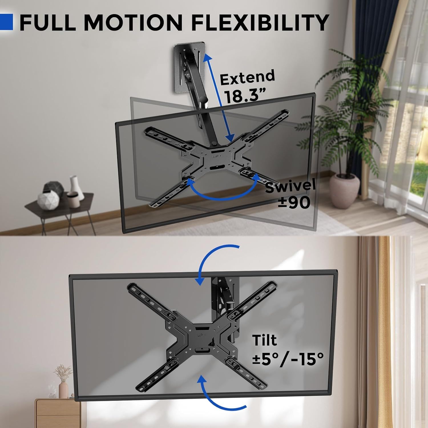 Universal Full-Motion TV Wall Mount – 26–60", Up to 35 kg, Swivel &amp; Tilt