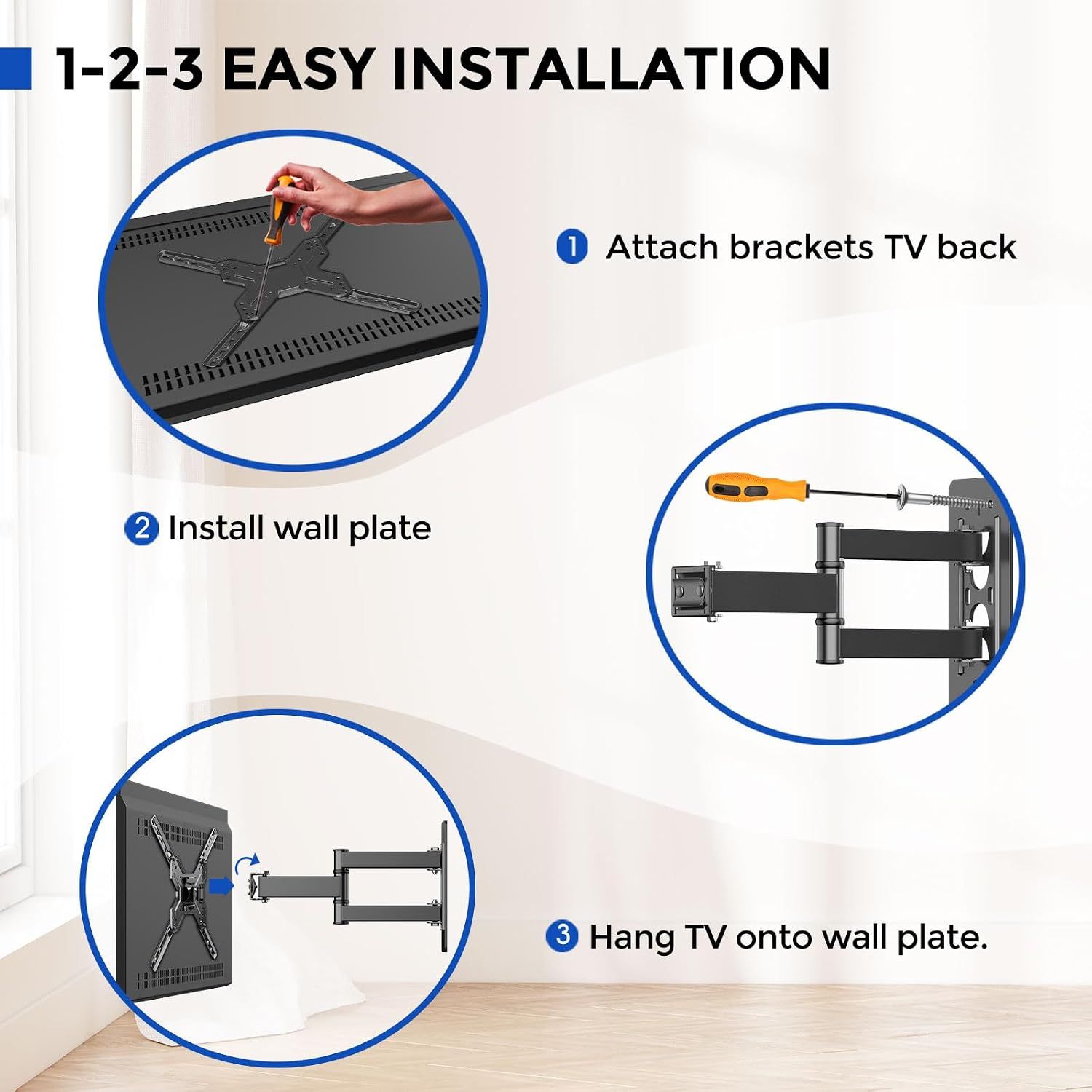 Universal Full-Motion TV Wall Mount – 26–60", Up to 35 kg, Swivel &amp; Tilt