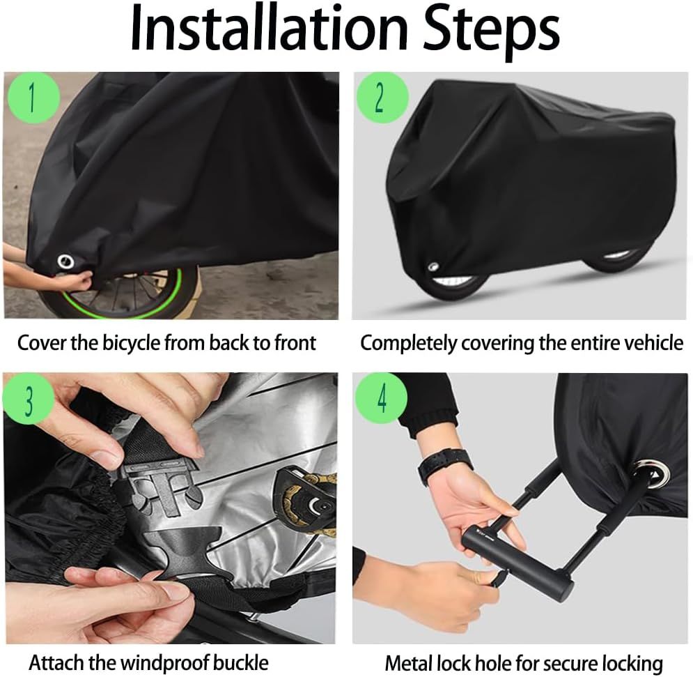 Waterproof Bicycle &amp; Motorcycle Cover – Black, 210D Oxford Fabric
