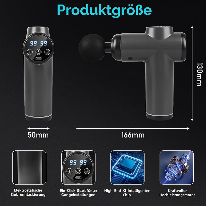 Massage Gun with 8 Massage Heads Portable Muscle Massage Device