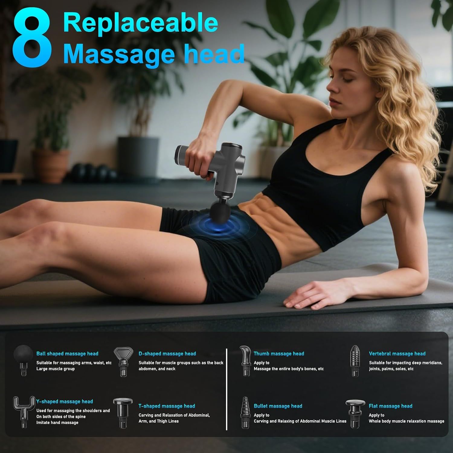 Massage Gun with 8 Massage Heads Portable Muscle Massage Device