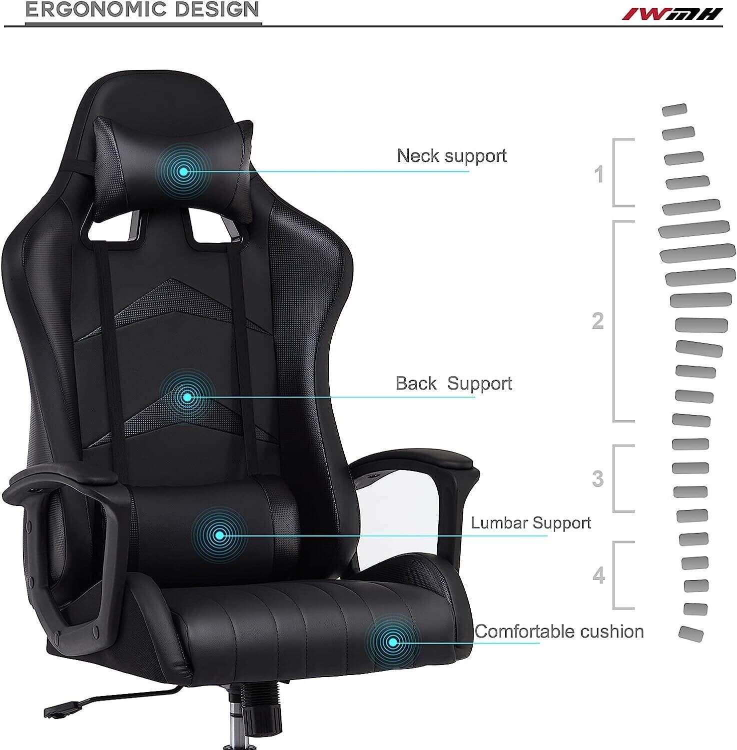 Ergonomic Gaming Chair Adjustable Support Office Chair