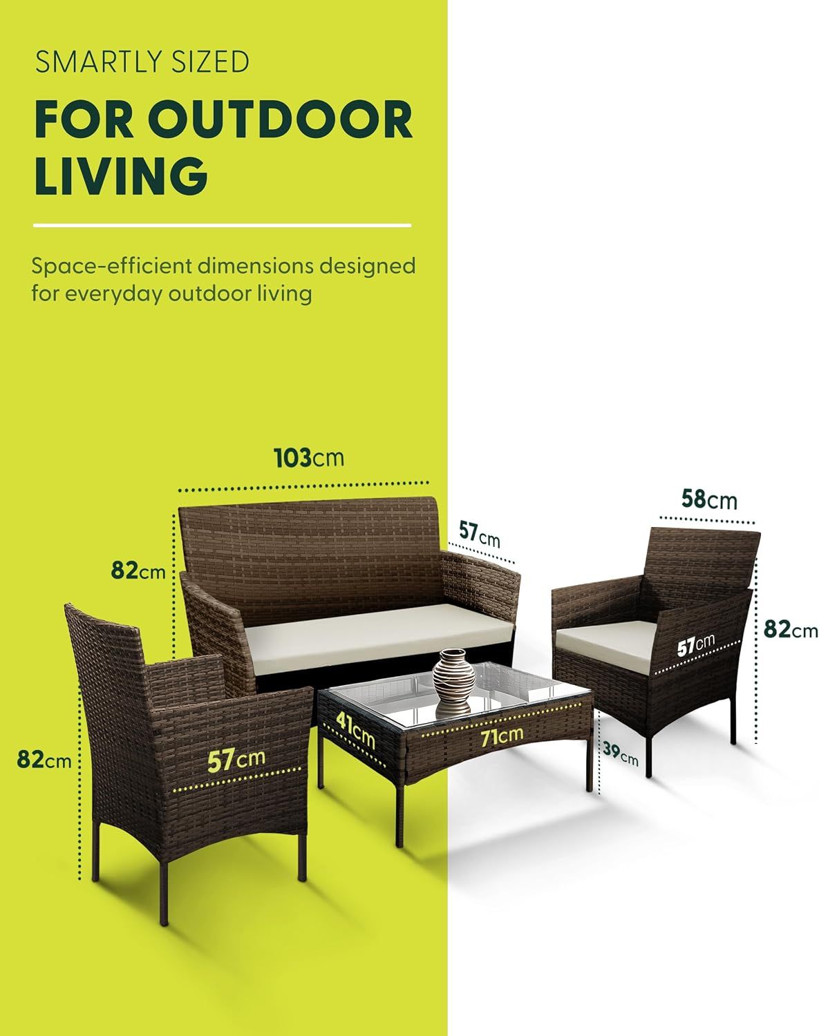 Rattan Garden Furniture 4 Piece Sofa Set