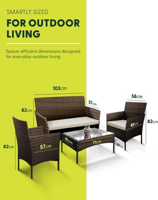 Rattan Garden Furniture 4 Piece Sofa Set