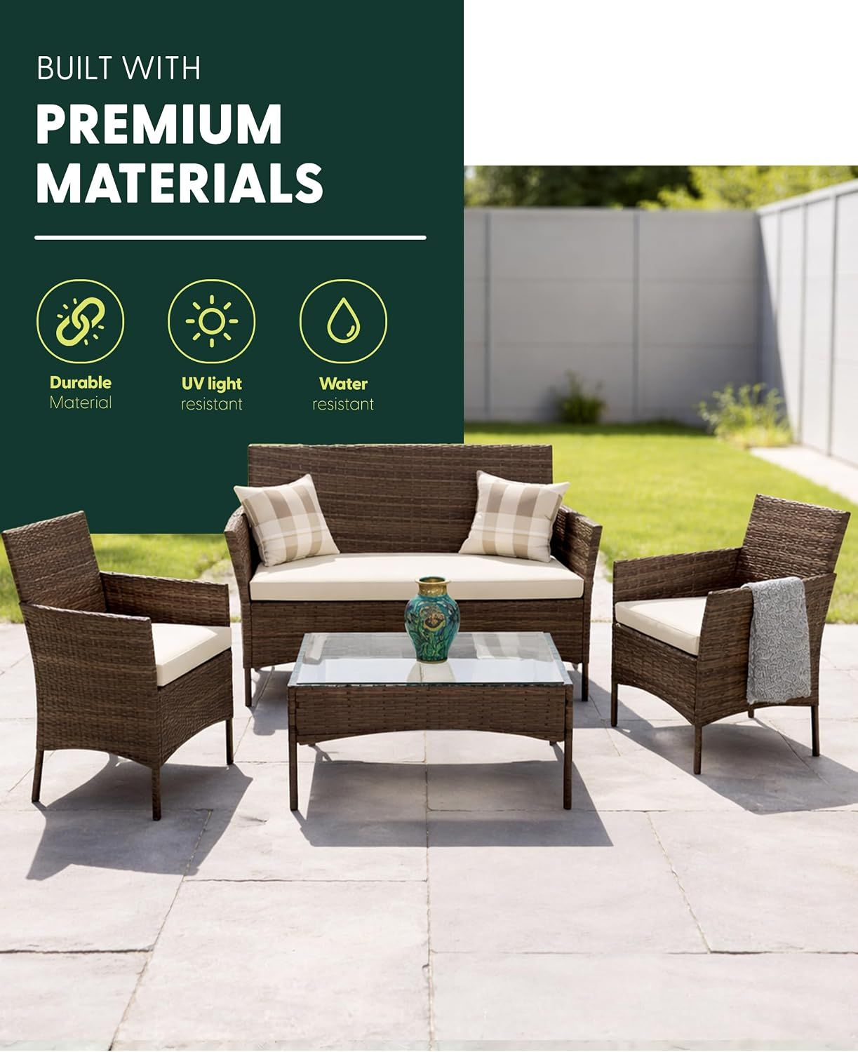 Rattan Garden Furniture 4 Piece Sofa Set