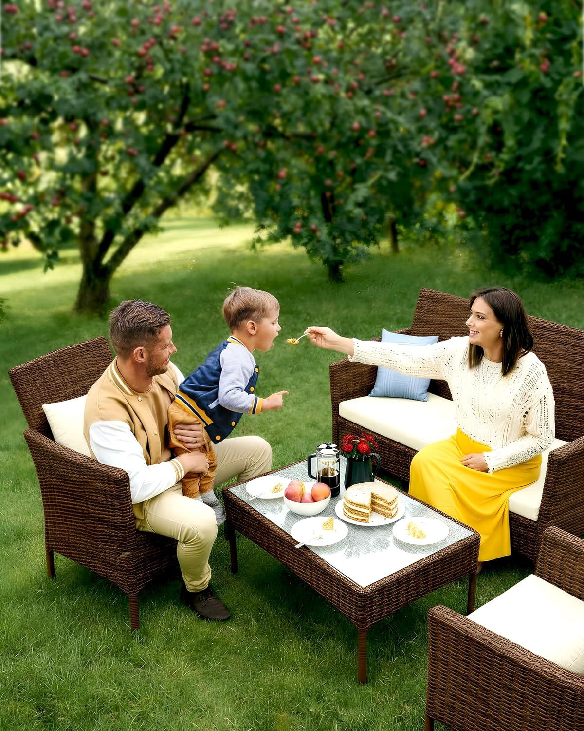 Rattan Garden Furniture 4 Piece Sofa Set