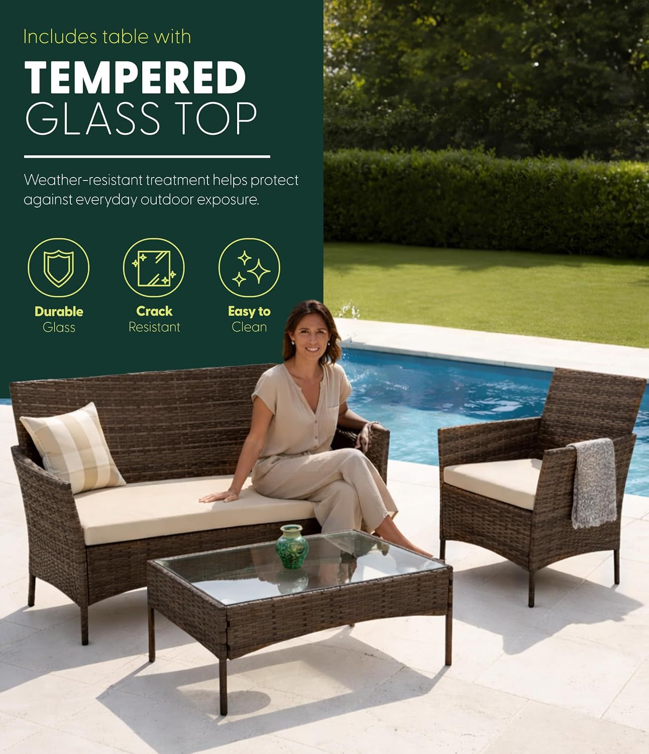 Rattan Garden Furniture 4 Piece Sofa Set