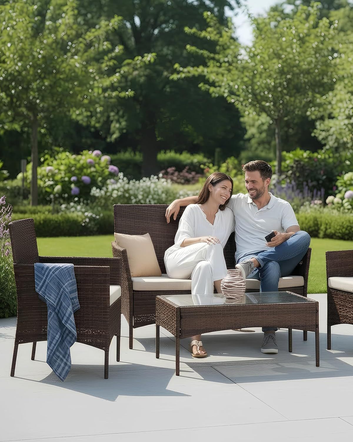 Rattan Garden Furniture 4 Piece Sofa Set