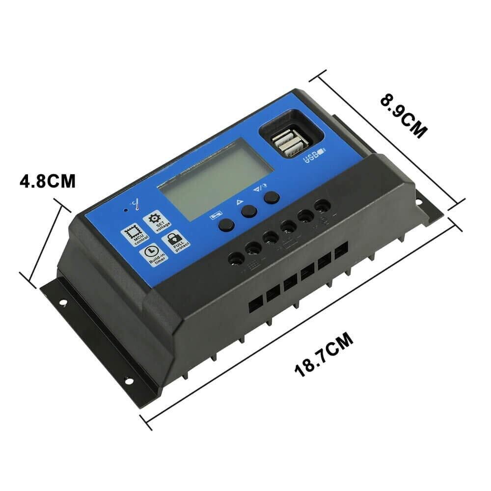 Solar Charge Controller Auto Parameter Adjustable LCD Display with Dual USB
