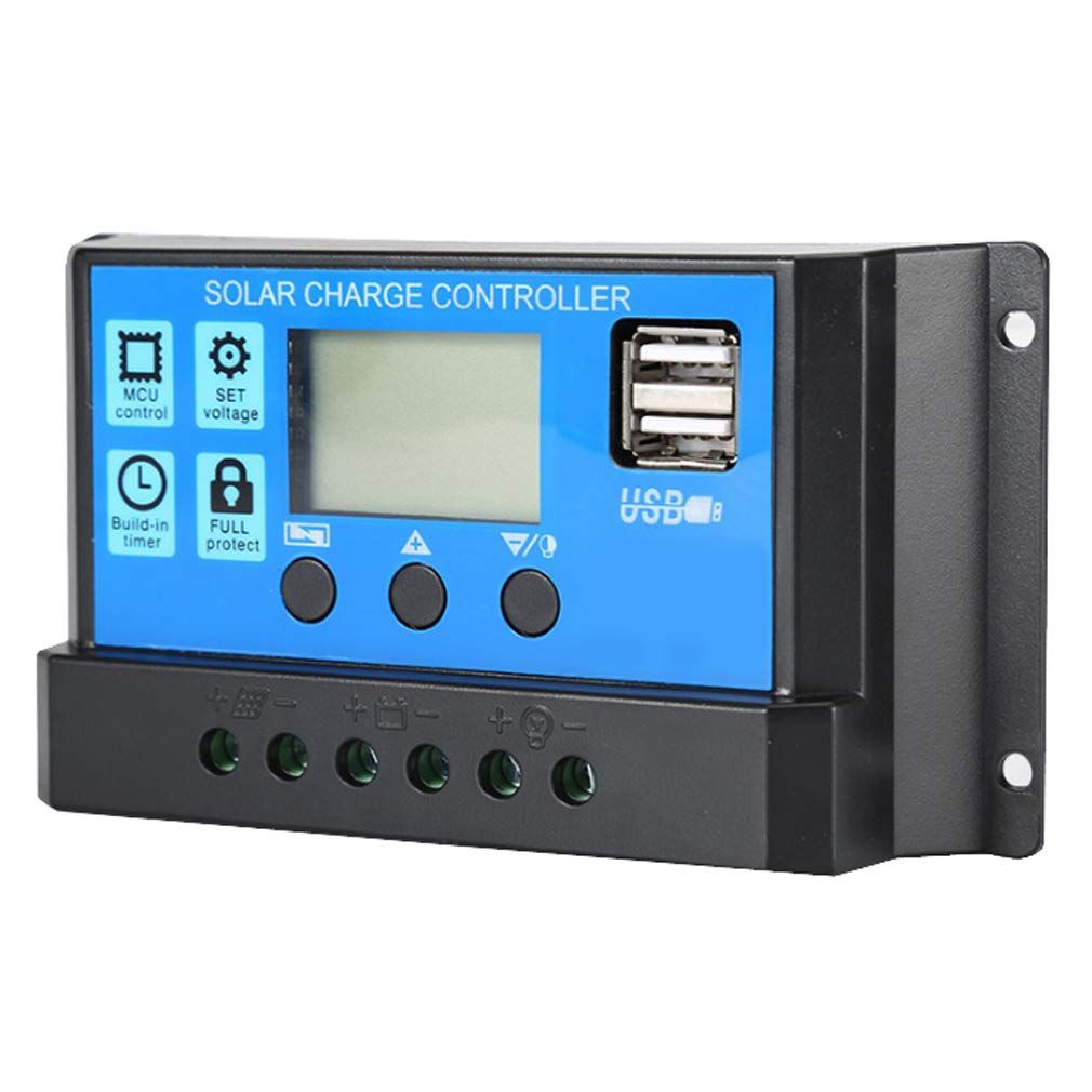 Solar Charge Controller 12V/24V 30A Solar Charge Controller – LCD Display &amp; Dual USB Output