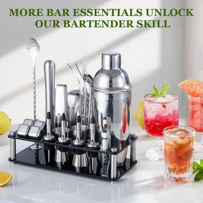 23 Piece Cocktail Making Kit Stainless Steel Bartender Set with Stand