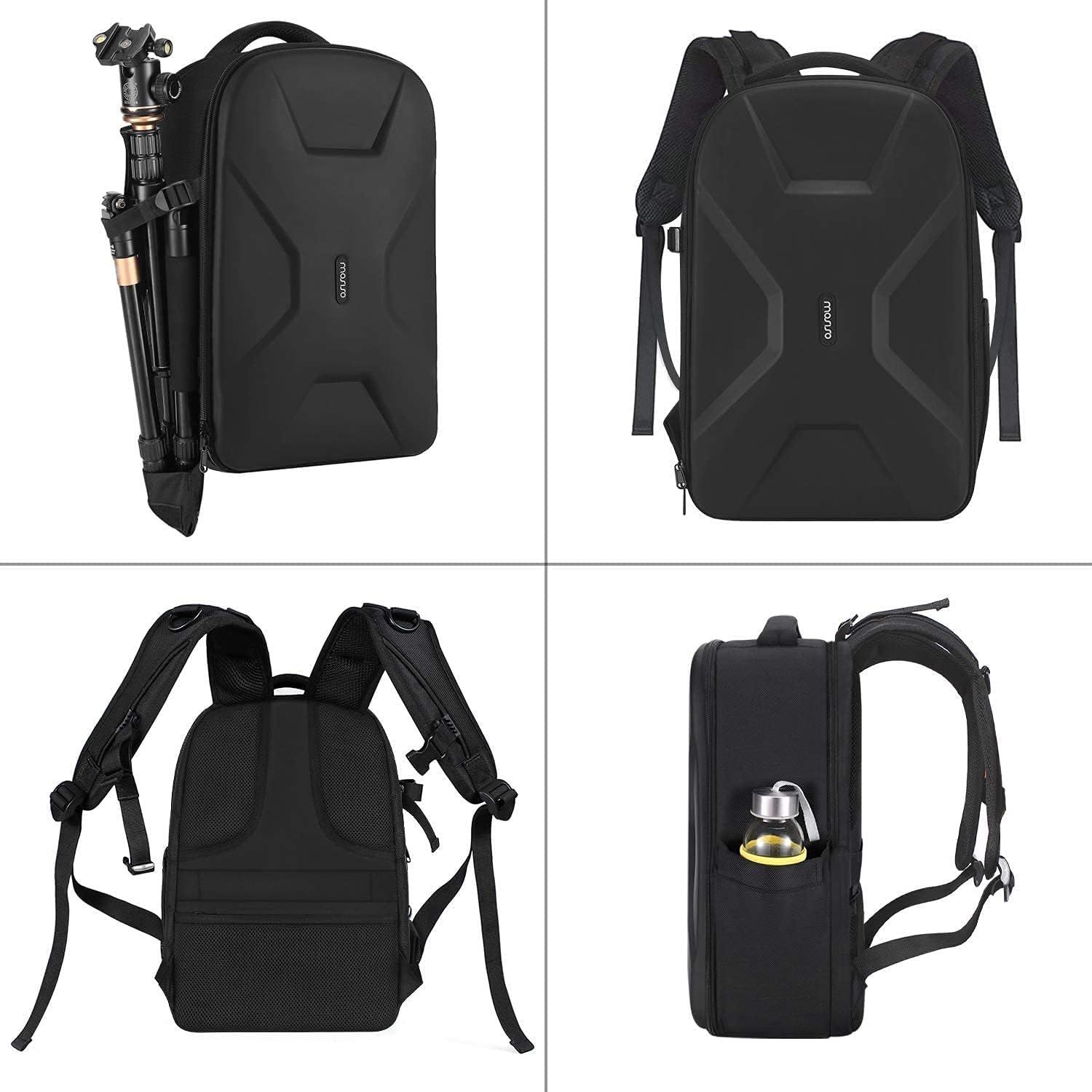 Waterproof Hardshell Camera Bag with Full-Open Access, Tripod Holder, and Laptop Compartment