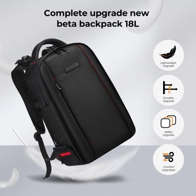 18L Waterproof-Resistant Photography Bag with Laptop Compartment, Black &amp; Red