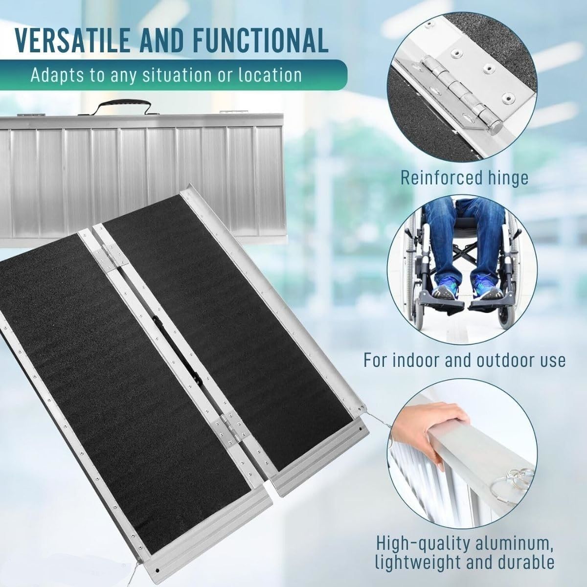 Folding Portable Wheelchair Ramp Lightweight Aluminium Mobility Access Ramp