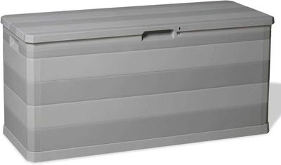Garden Storage Box Grey 117 x 45 x 56 cm, Outdoor Deck Box, Patio Furniture &amp; Cushion Storage