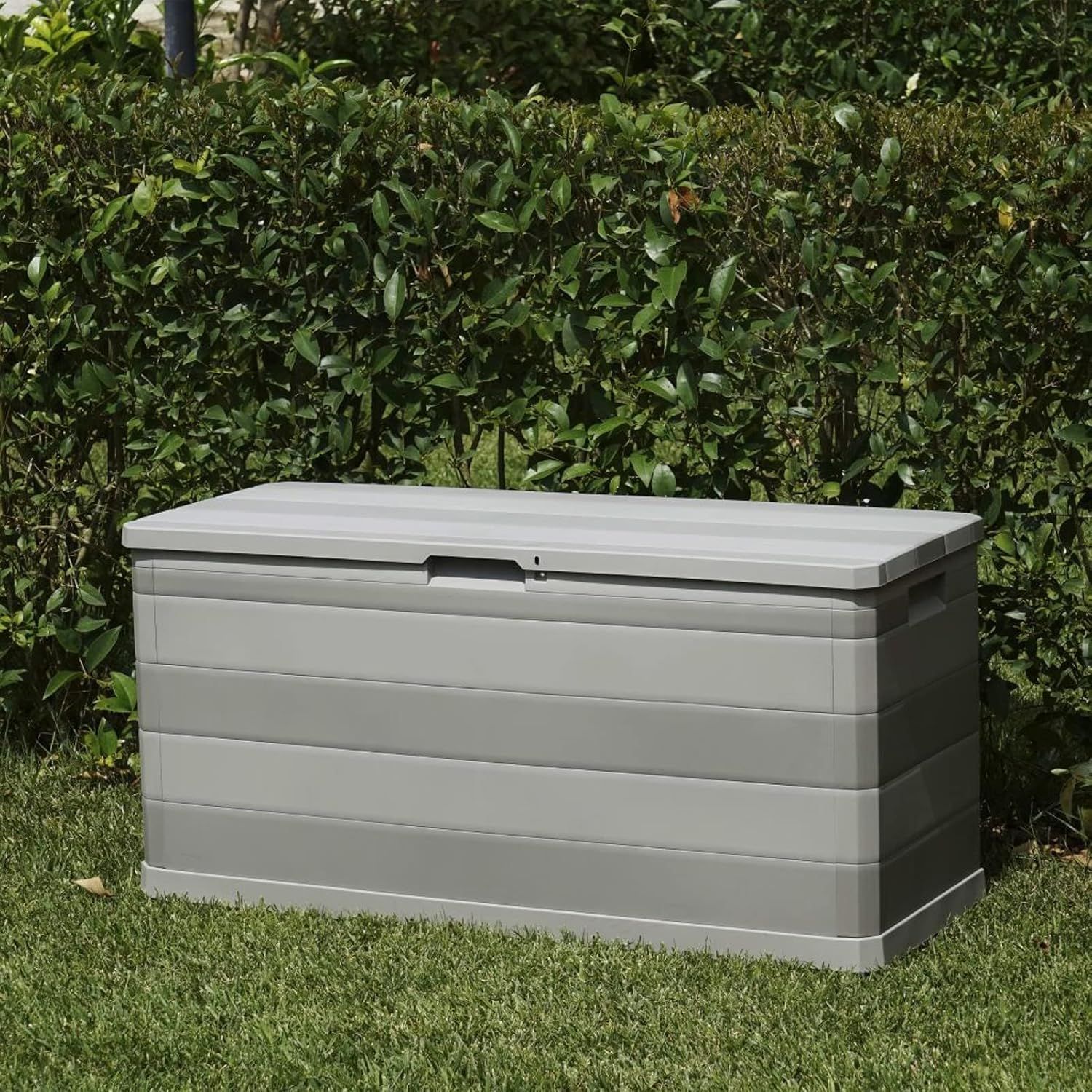 Garden Storage Box Grey 117 x 45 x 56 cm, Outdoor Deck Box, Patio Furniture &amp; Cushion Storage