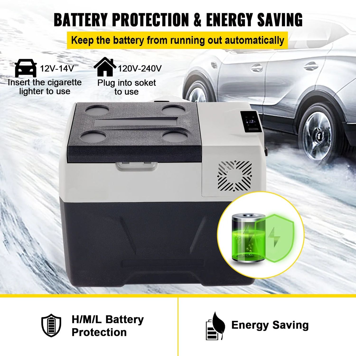 Portable 40L Car Refrigerator &amp; Freezer – 12V/24V DC and 100–240V AC, Model CX40