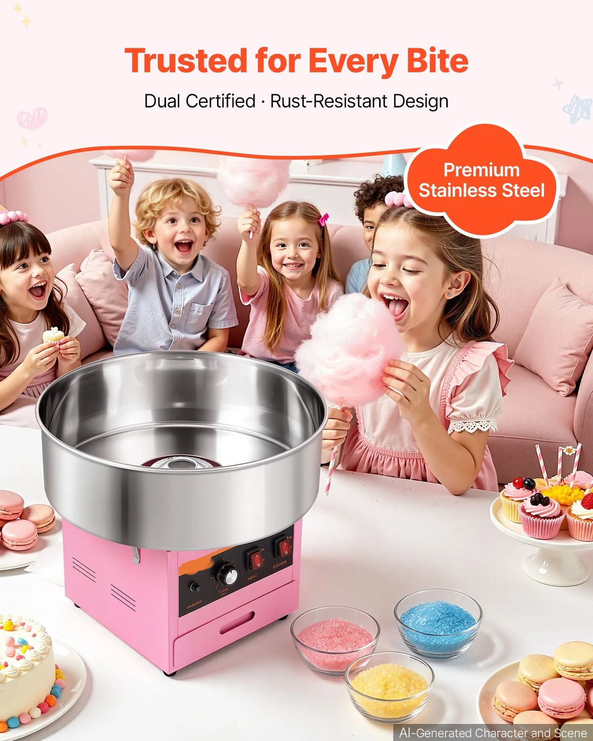 Professional 1000W Commercial Cotton Candy Machine – AK-609A
